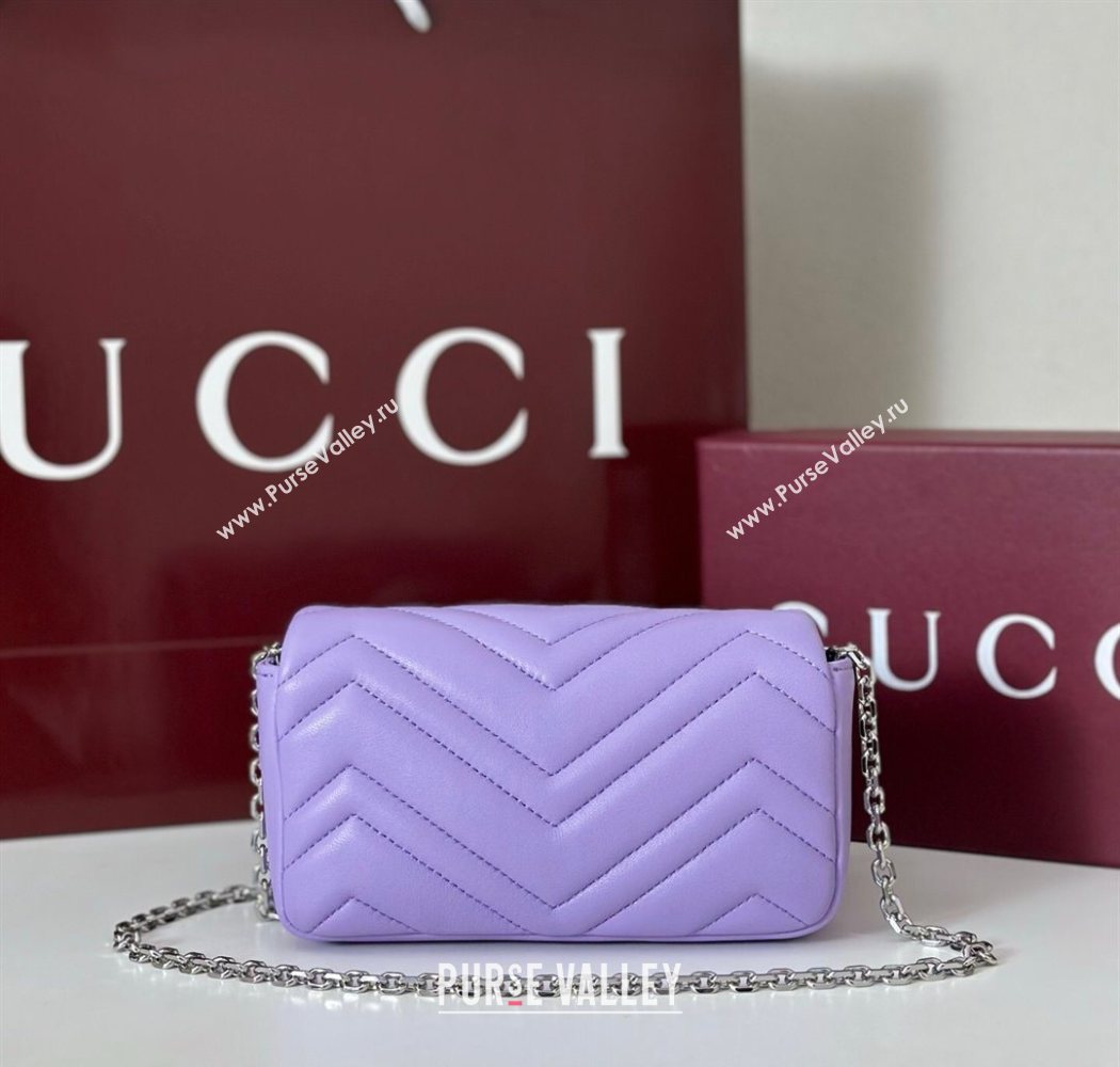 Gucci GG Marmont mini shoulder bag Lilac Purple 2025 841290 (DLH-250630011)