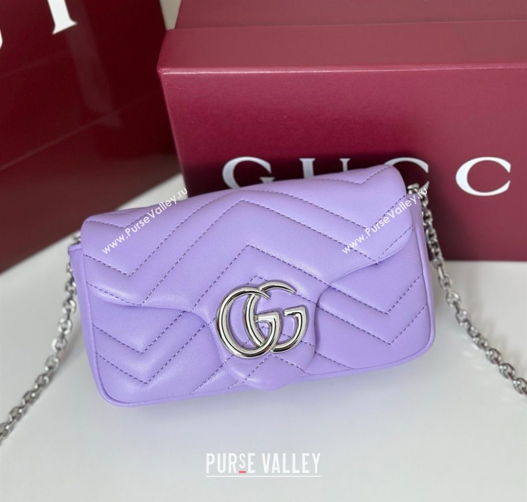 Gucci GG Marmont mini shoulder bag Lilac Purple 2025 841290 (DLH-250630011)