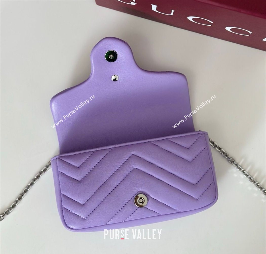 Gucci GG Marmont mini shoulder bag Lilac Purple 2025 841290 (DLH-250630011)