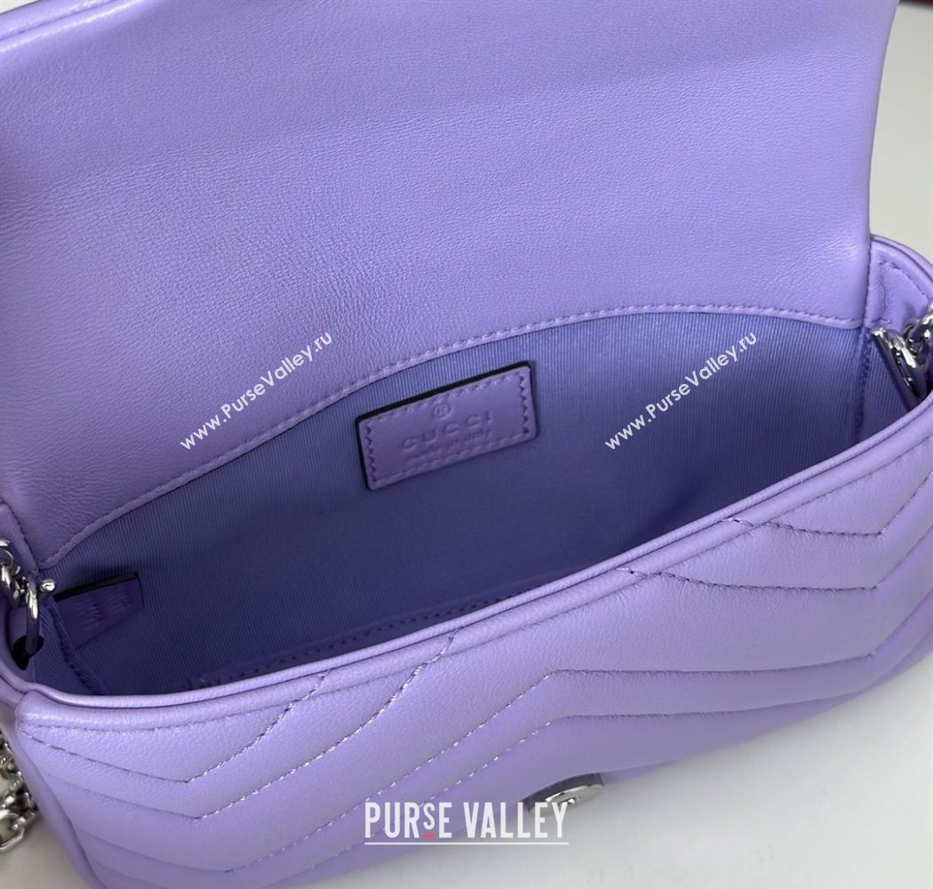 Gucci GG Marmont mini shoulder bag Lilac Purple 2025 841290 (DLH-250630011)