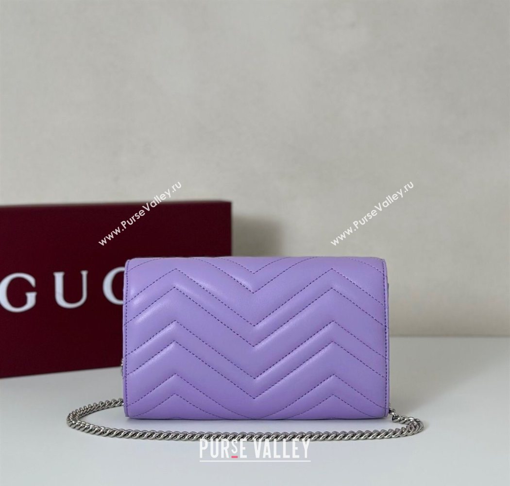 Gucci GG Marmont Leather Wallet on Chain Lilac Purple 2025 837745 (DLH-250630026)