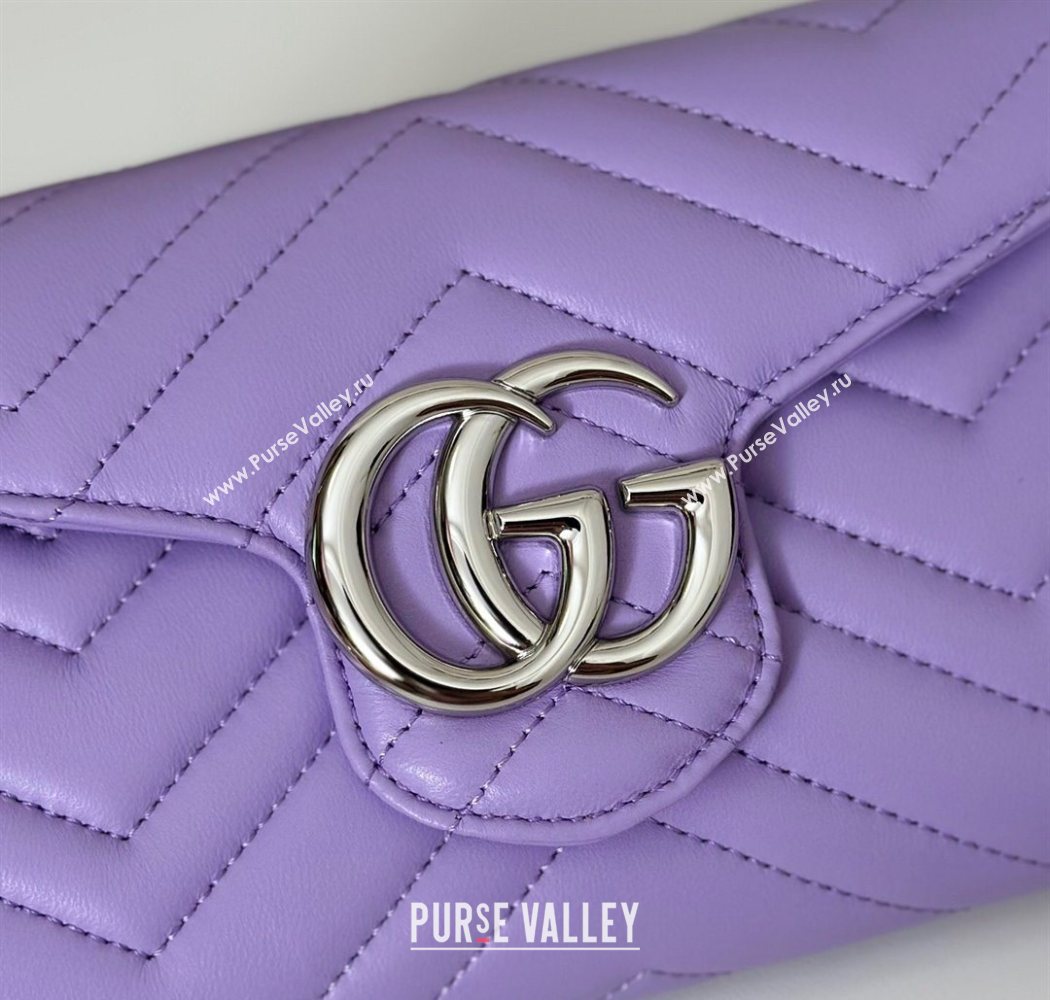 Gucci GG Marmont Leather Wallet on Chain Lilac Purple 2025 837745 (DLH-250630026)