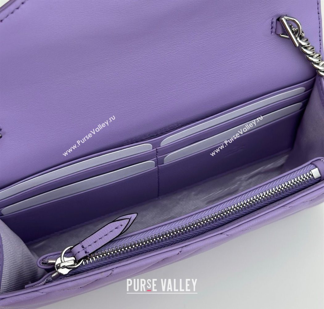 Gucci GG Marmont Leather Wallet on Chain Lilac Purple 2025 837745 (DLH-250630026)
