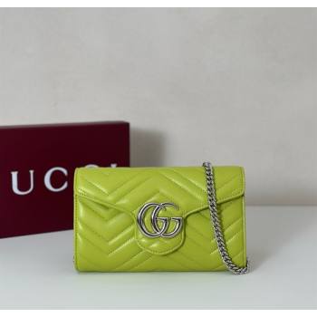 Gucci GG Marmont Leather Wallet on Chain Bright Green 2025 837745 (DLH-250630027)