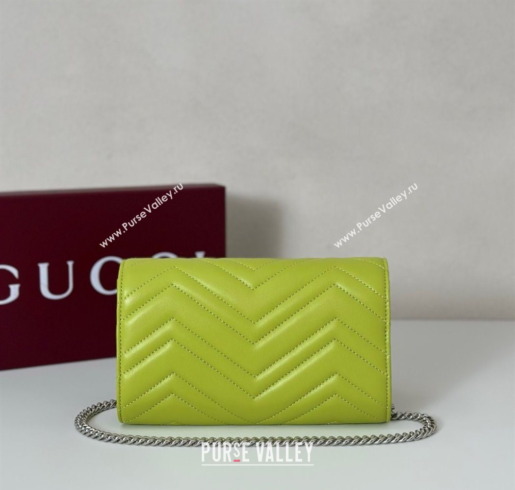 Gucci GG Marmont Leather Wallet on Chain Bright Green 2025 837745 (DLH-250630027)