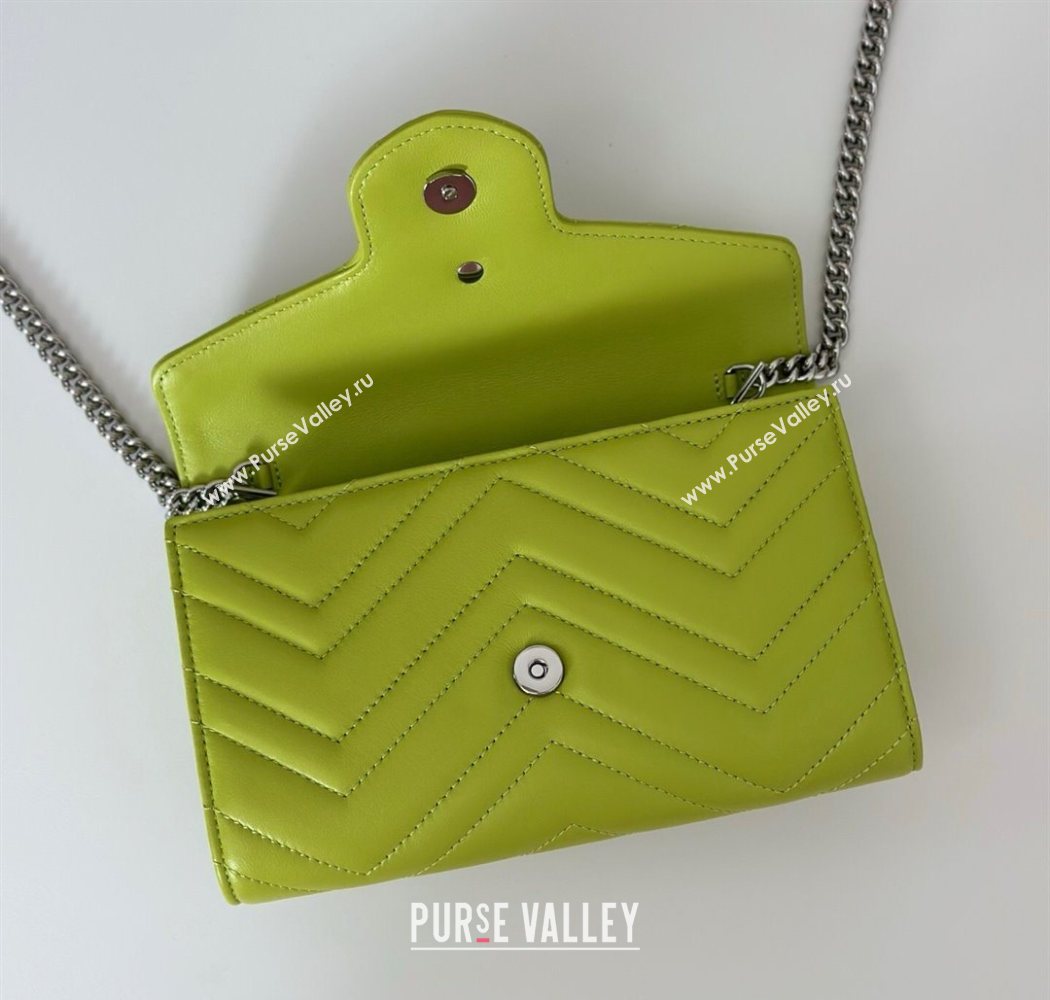Gucci GG Marmont Leather Wallet on Chain Bright Green 2025 837745 (DLH-250630027)