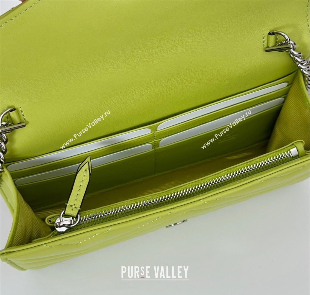 Gucci GG Marmont Leather Wallet on Chain Bright Green 2025 837745 (DLH-250630027)