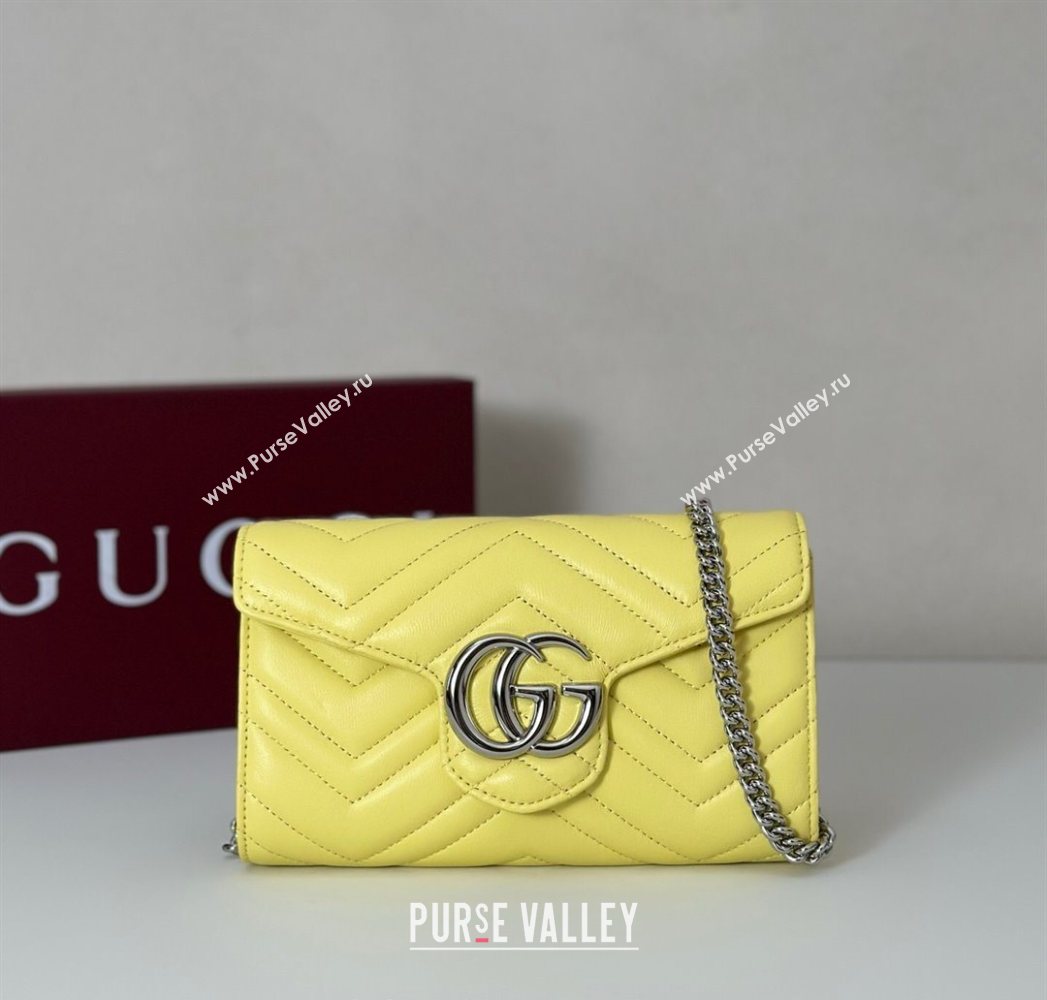 Gucci GG Marmont Leather Wallet on Chain Yellow 2025 837745 (DLH-250630028)