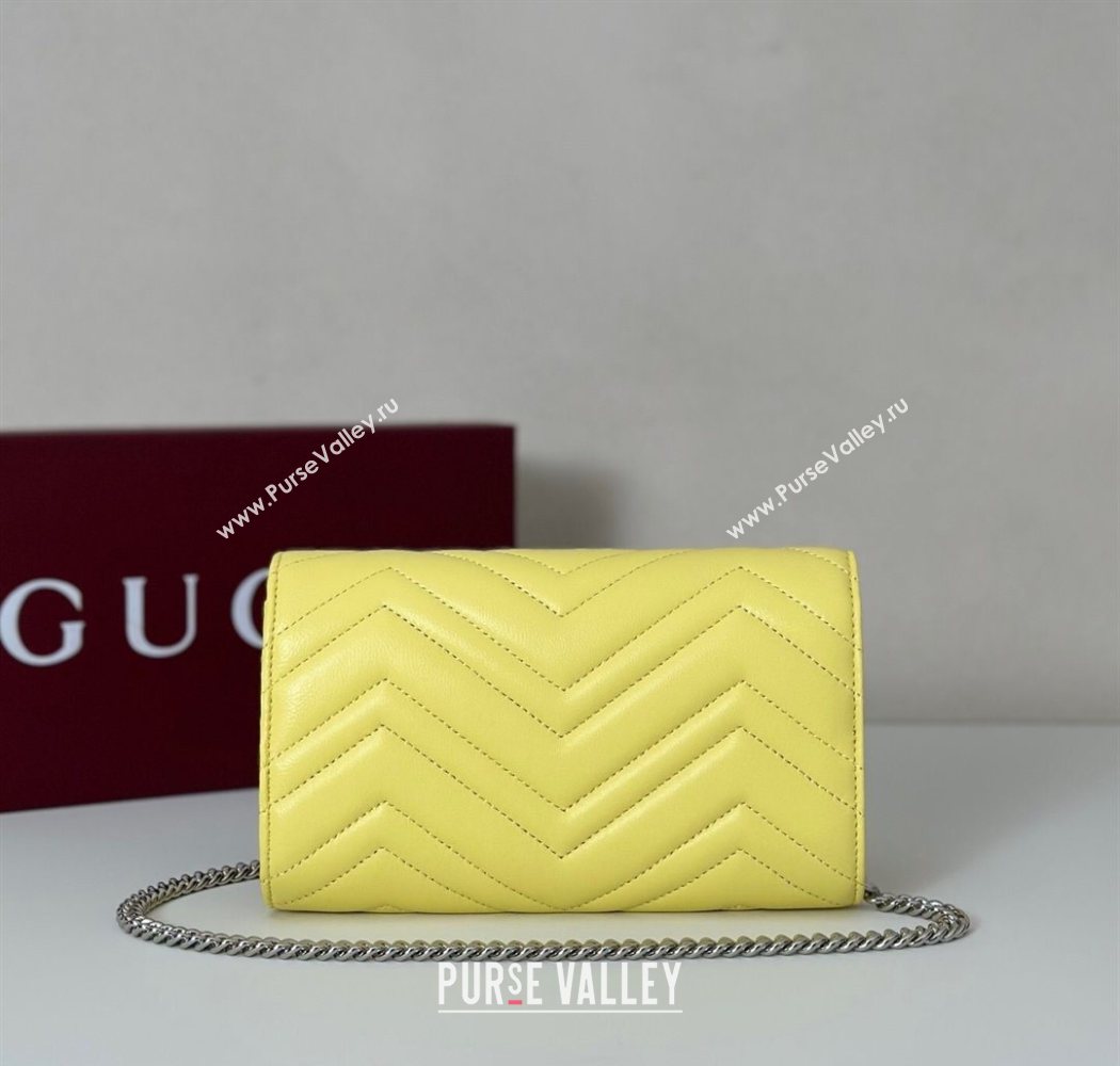 Gucci GG Marmont Leather Wallet on Chain Yellow 2025 837745 (DLH-250630028)