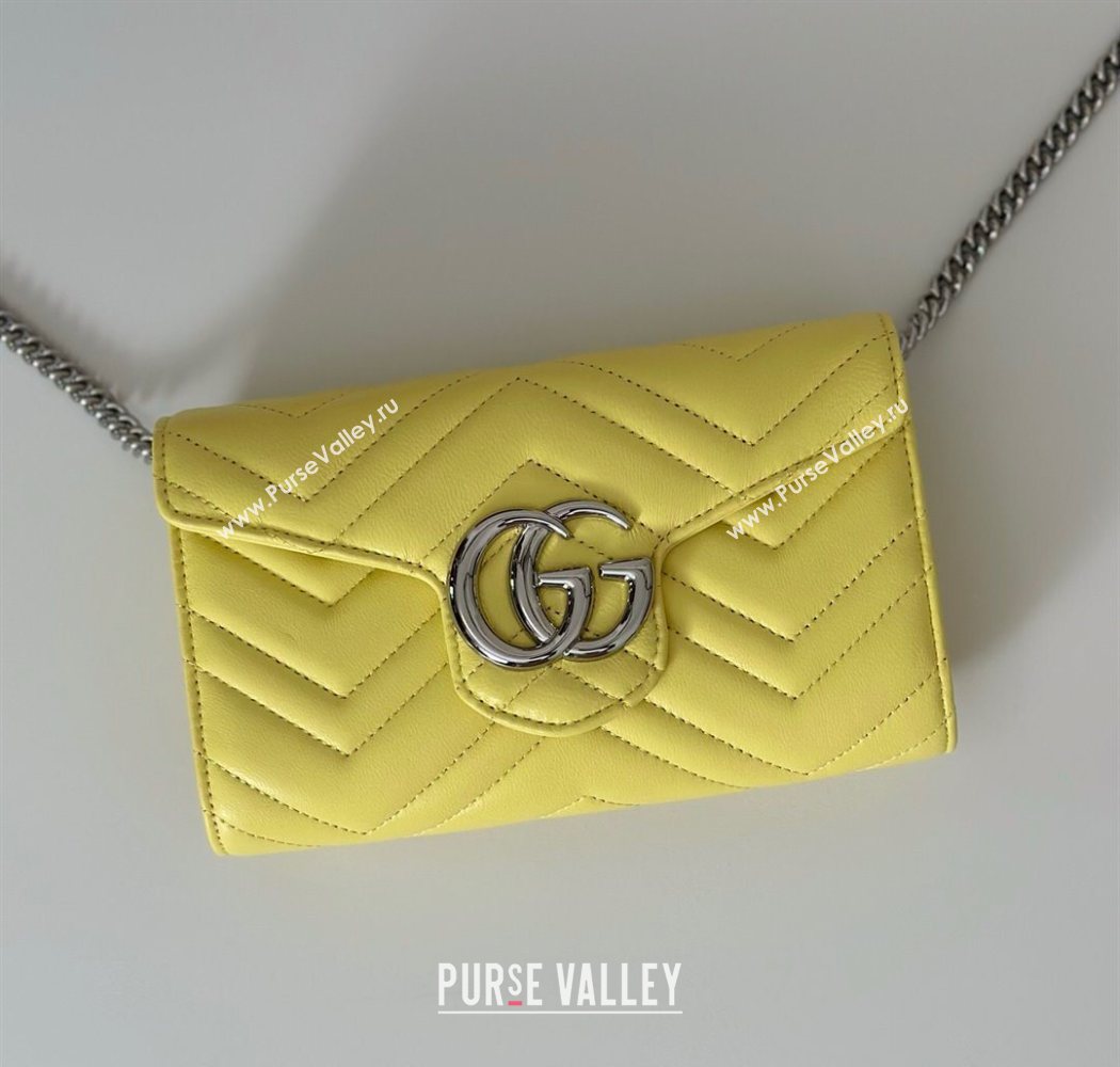 Gucci GG Marmont Leather Wallet on Chain Yellow 2025 837745 (DLH-250630028)