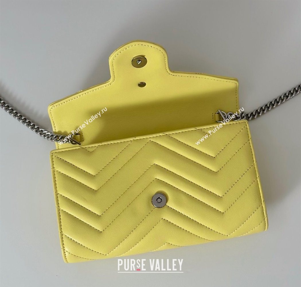 Gucci GG Marmont Leather Wallet on Chain Yellow 2025 837745 (DLH-250630028)