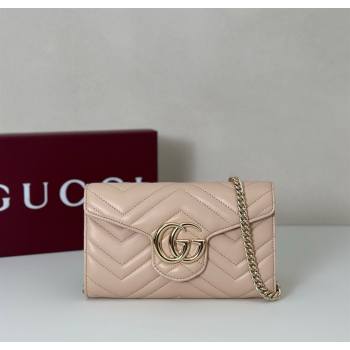 Gucci GG Marmont Leather Wallet on Chain Light Pink 2025 837745 (DLH-250630029)