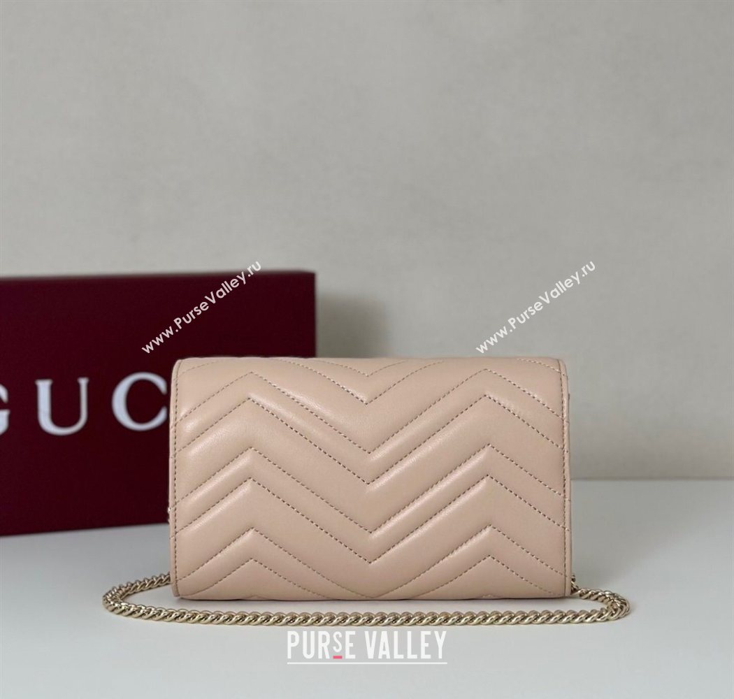 Gucci GG Marmont Leather Wallet on Chain Light Pink 2025 837745 (DLH-250630029)