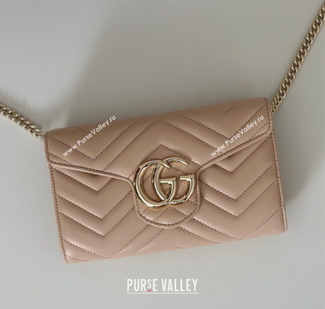 Gucci GG Marmont Leather Wallet on Chain Light Pink 2025 837745 (DLH-250630029)