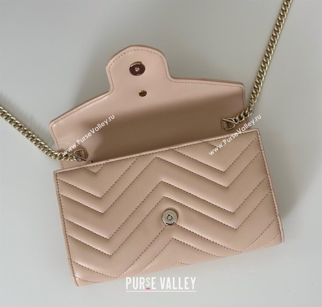 Gucci GG Marmont Leather Wallet on Chain Light Pink 2025 837745 (DLH-250630029)