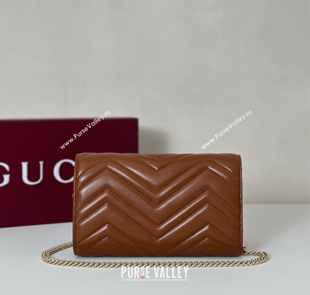 Gucci GG Marmont Leather Wallet on Chain Brown 2025 837745 (DLH-250630030)