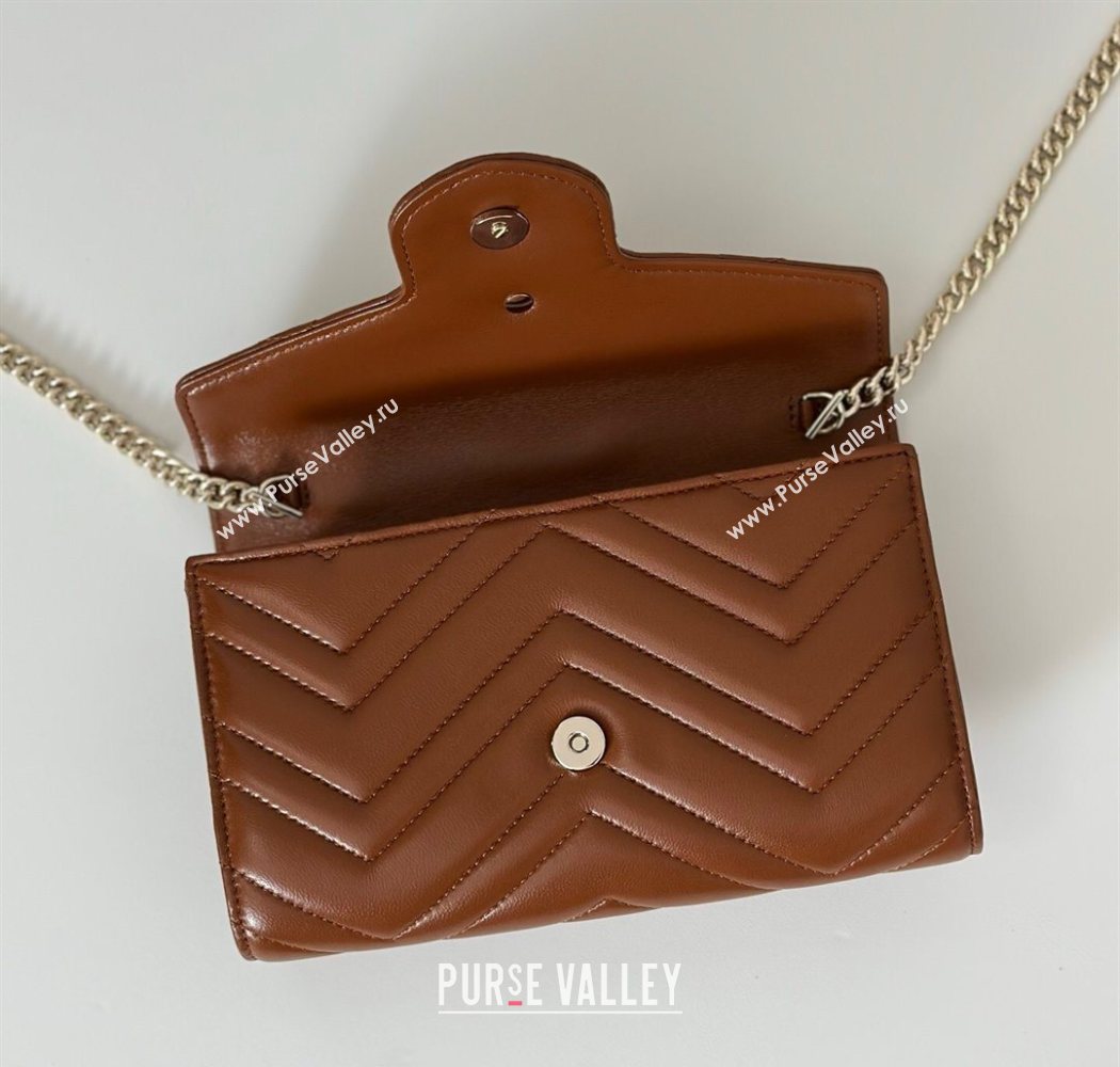Gucci GG Marmont Leather Wallet on Chain Brown 2025 837745 (DLH-250630030)
