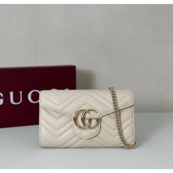 Gucci GG Marmont Leather Wallet on Chain White 2025 837745 (DLH-250630031)