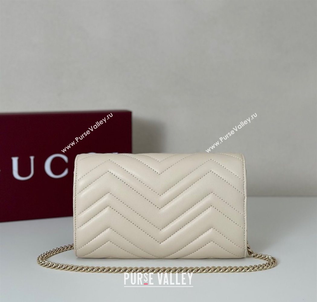 Gucci GG Marmont Leather Wallet on Chain White 2025 837745 (DLH-250630031)
