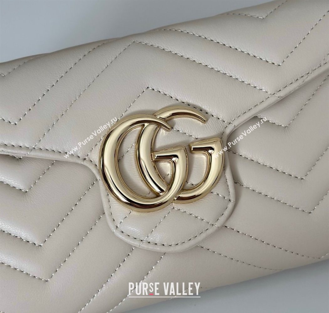 Gucci GG Marmont Leather Wallet on Chain White 2025 837745 (DLH-250630031)