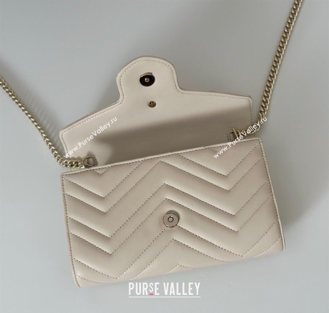 Gucci GG Marmont Leather Wallet on Chain White 2025 837745 (DLH-250630031)