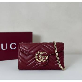 Gucci GG Marmont Leather Wallet on Chain Ancora Red 2025 837745 (DLH-250630032)