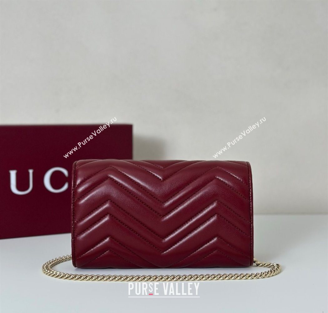 Gucci GG Marmont Leather Wallet on Chain Ancora Red 2025 837745 (DLH-250630032)