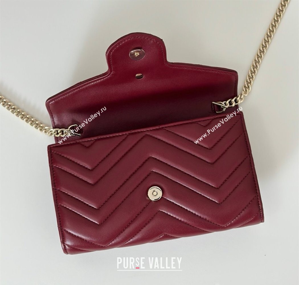 Gucci GG Marmont Leather Wallet on Chain Ancora Red 2025 837745 (DLH-250630032)