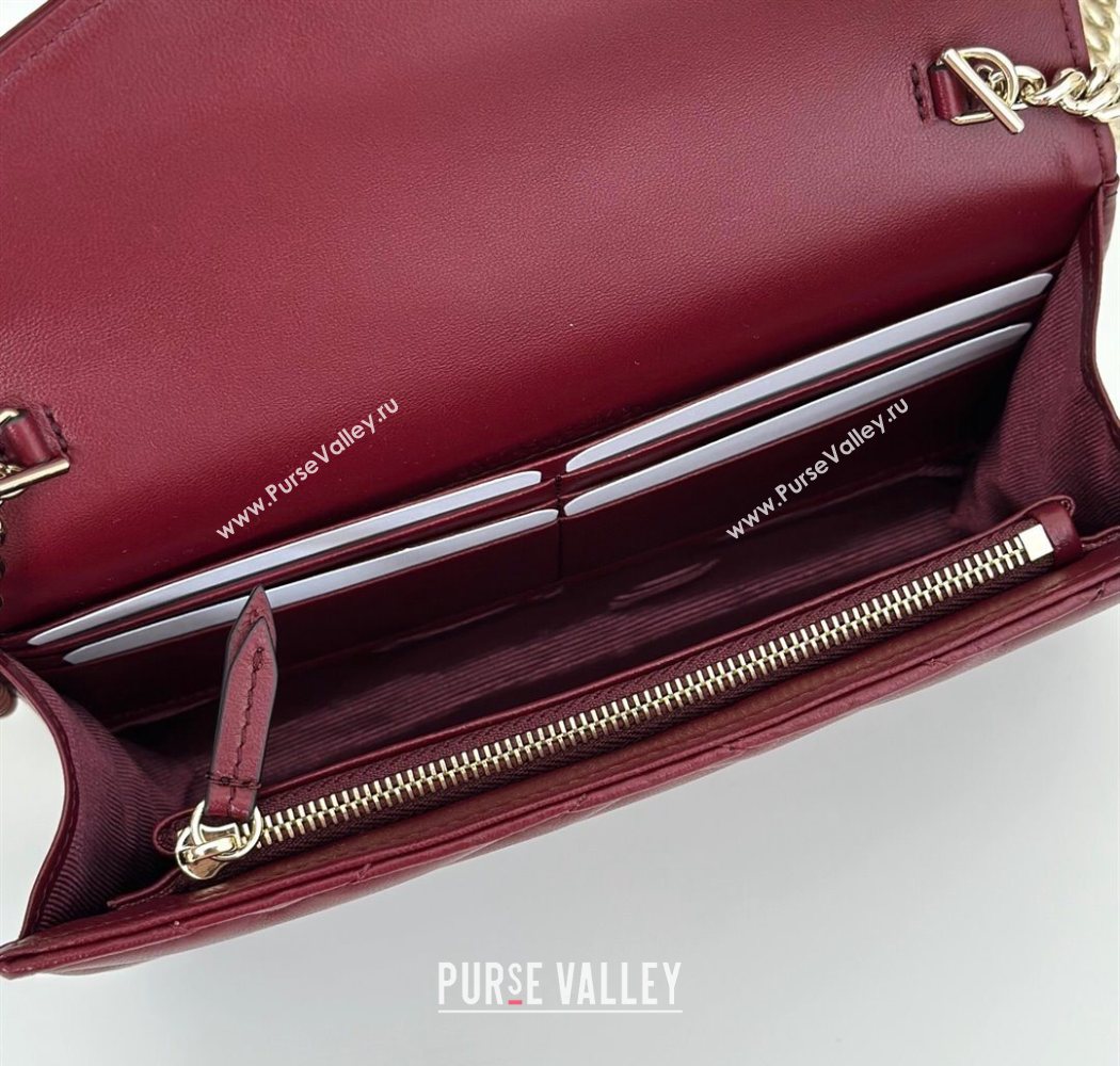 Gucci GG Marmont Leather Wallet on Chain Ancora Red 2025 837745 (DLH-250630032)