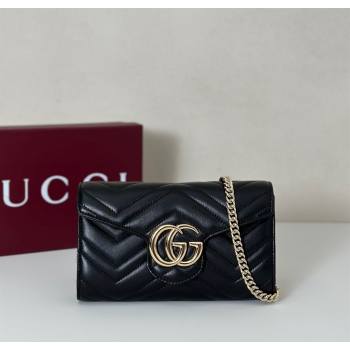 Gucci GG Marmont Leather Wallet on Chain Black 2025 837745 (DLH-250630033)