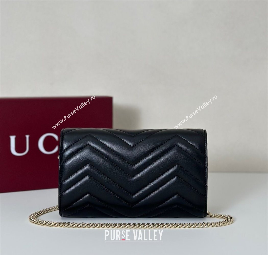Gucci GG Marmont Leather Wallet on Chain Black 2025 837745 (DLH-250630033)