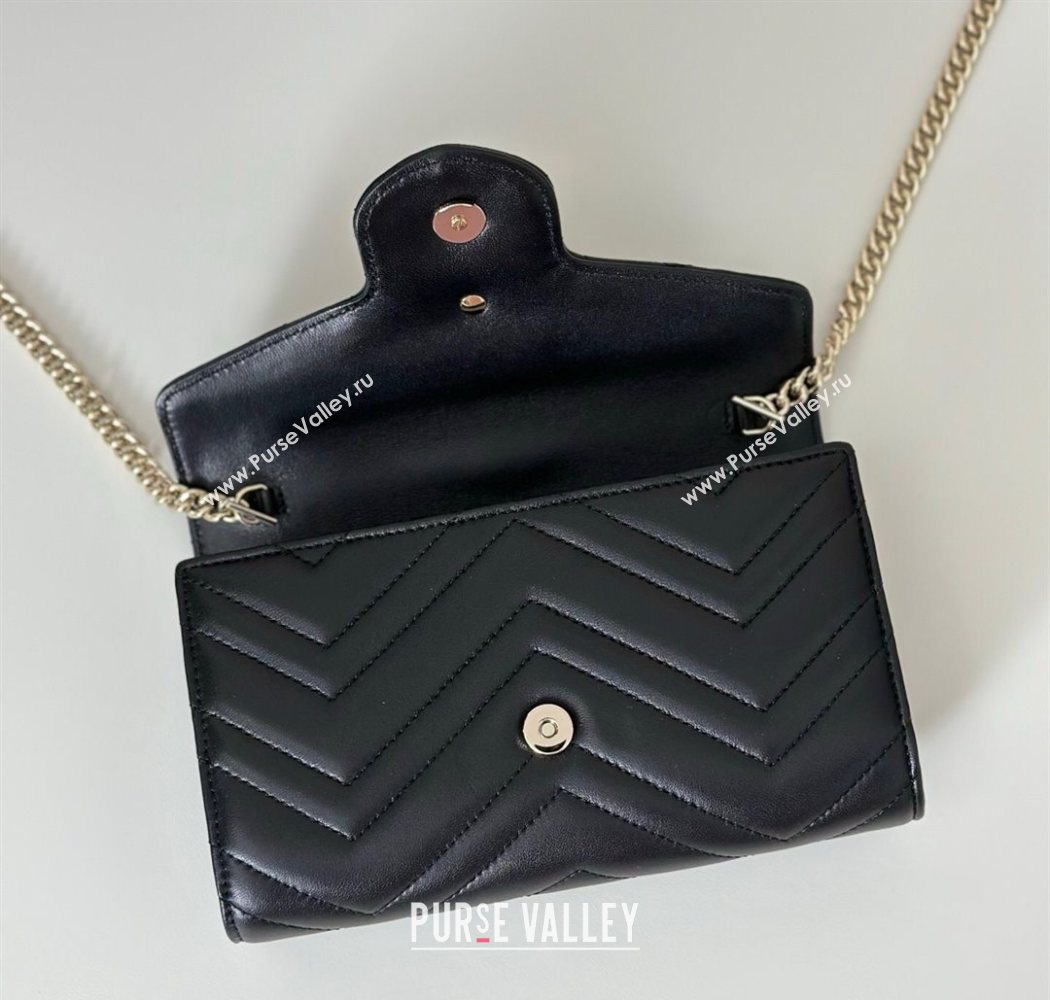 Gucci GG Marmont Leather Wallet on Chain Black 2025 837745 (DLH-250630033)