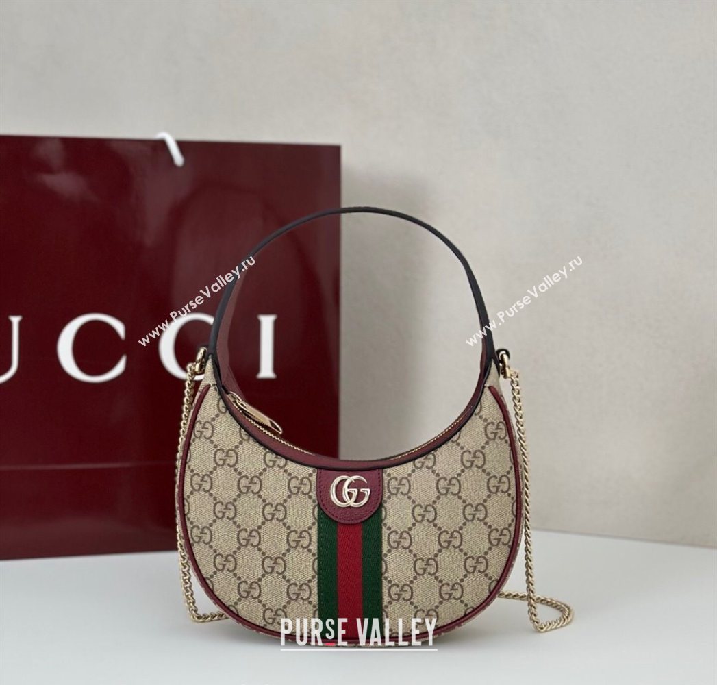 Gucci Ophidia GG Canvas small hobo shoulder bag Beige/Ancora Red 2025 838463 (DLH-250630065)