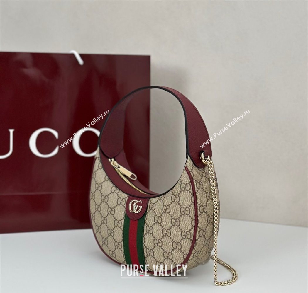 Gucci Ophidia GG Canvas small hobo shoulder bag Beige/Ancora Red 2025 838463 (DLH-250630065)