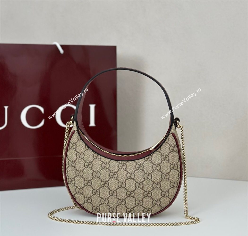 Gucci Ophidia GG Canvas small hobo shoulder bag Beige/Ancora Red 2025 838463 (DLH-250630065)