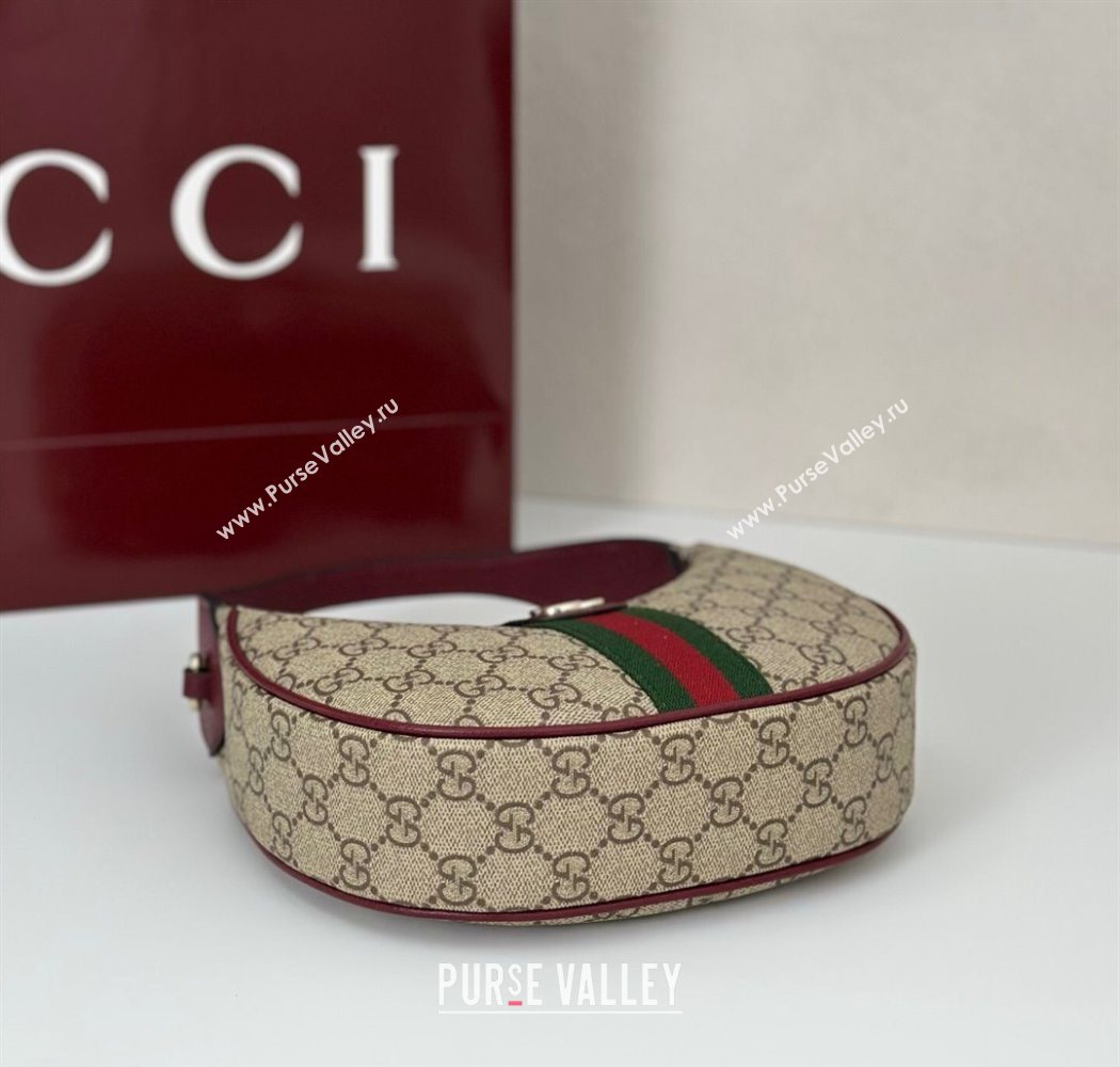 Gucci Ophidia GG Canvas small hobo shoulder bag Beige/Ancora Red 2025 838463 (DLH-250630065)