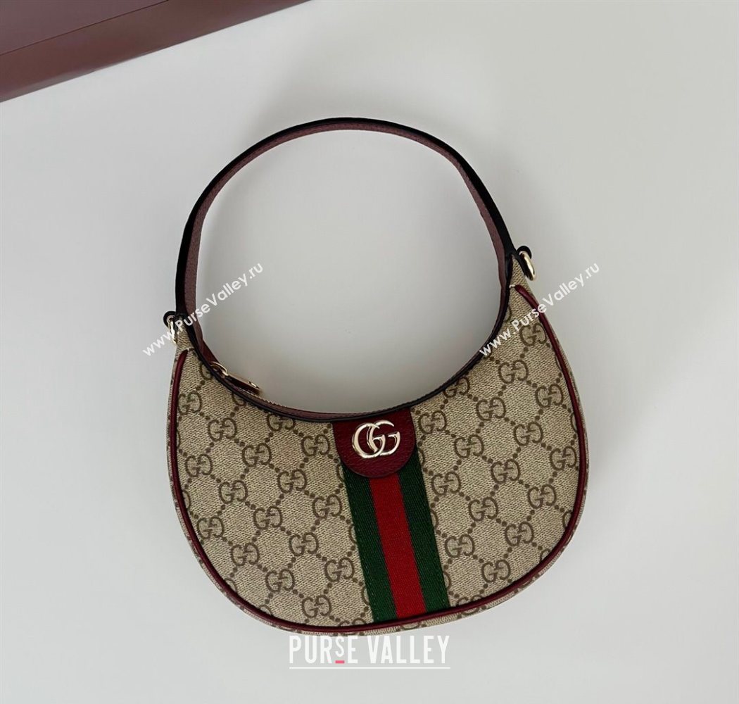 Gucci Ophidia GG Canvas small hobo shoulder bag Beige/Ancora Red 2025 838463 (DLH-250630065)