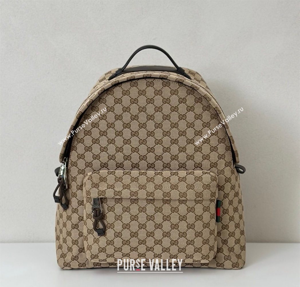 Gucci GG canvas medium backpack bag Beige/brown 2025 824624 (DLH-250630068)