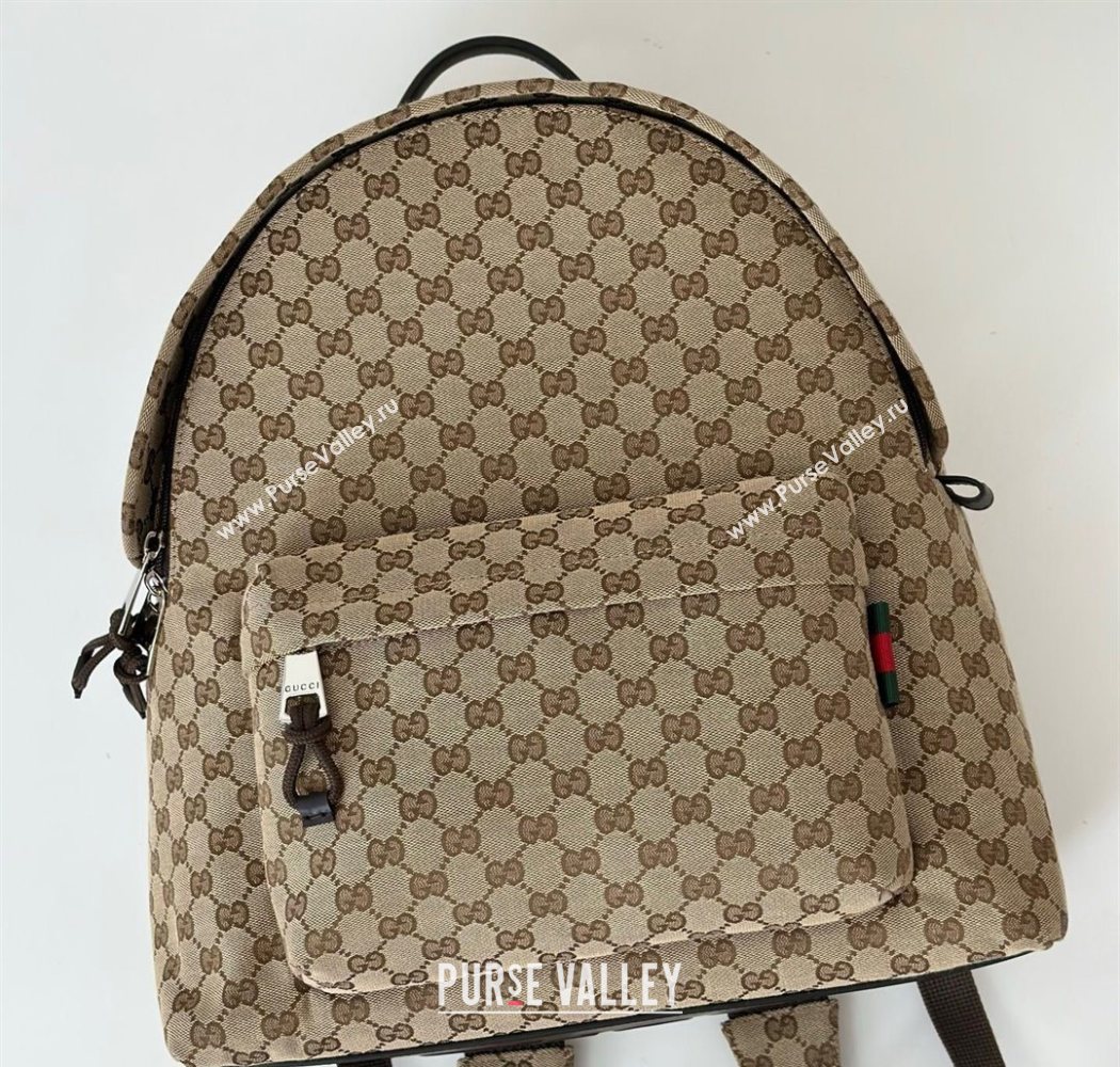 Gucci GG canvas medium backpack bag Beige/brown 2025 824624 (DLH-250630068)