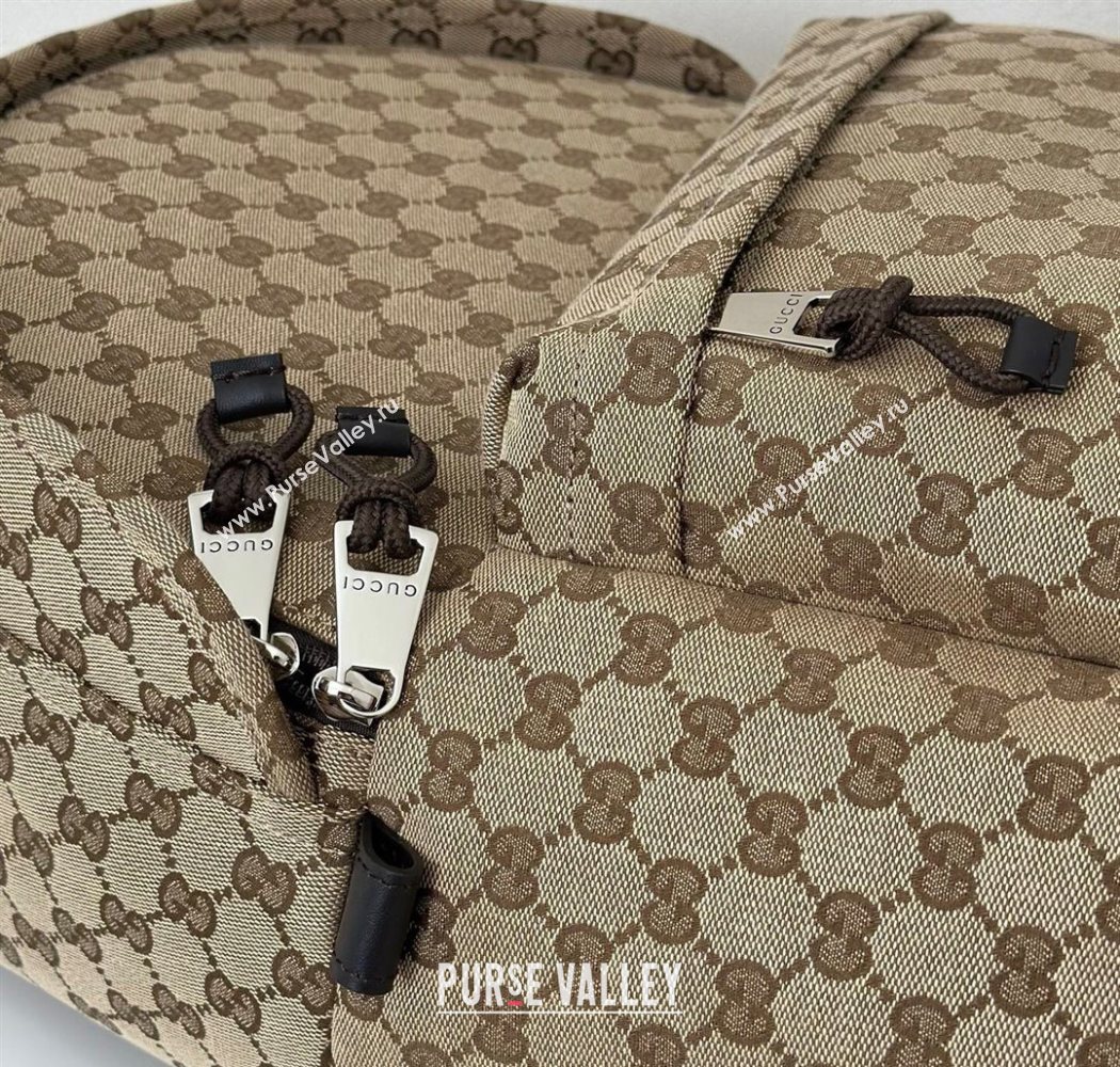 Gucci GG canvas medium backpack bag Beige/brown 2025 824624 (DLH-250630068)