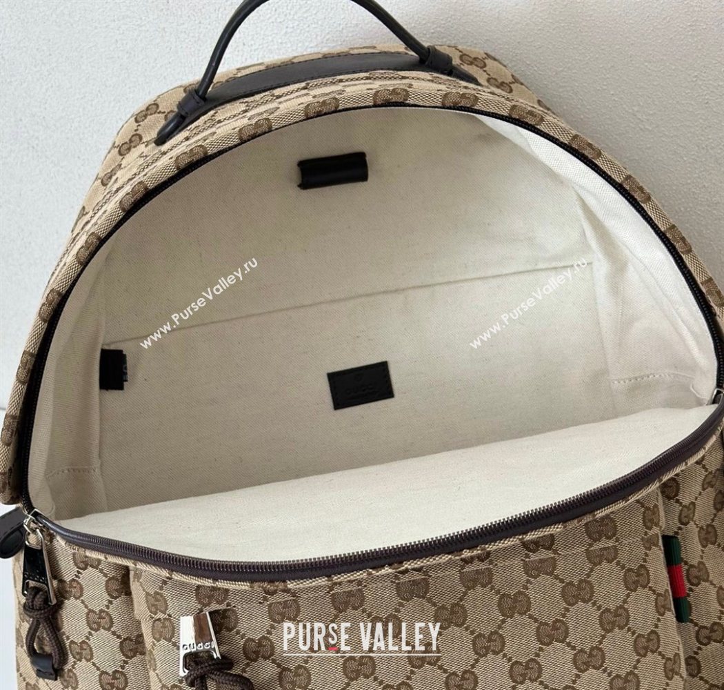 Gucci GG canvas medium backpack bag Beige/brown 2025 824624 (DLH-250630068)