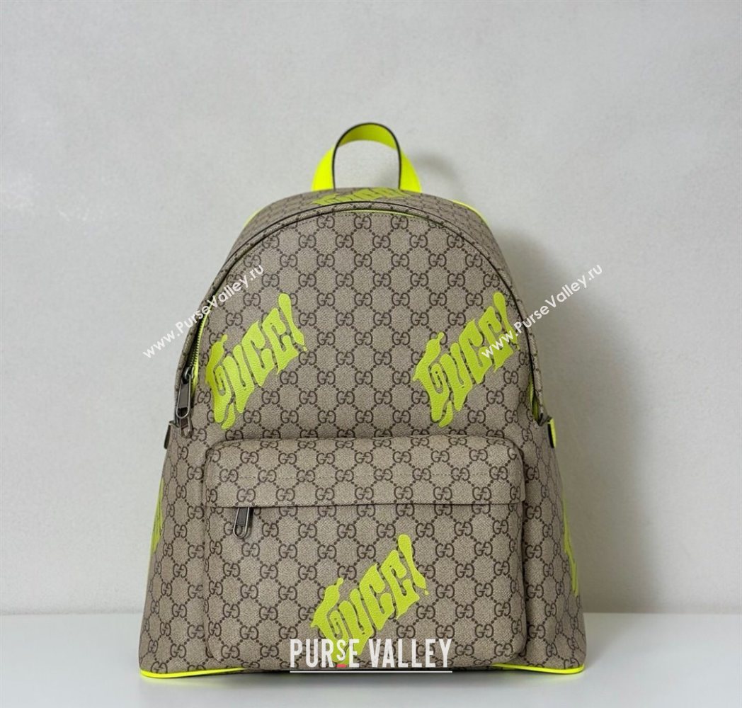 Gucci Ophidia GG Canvas Medium backpack with print Beige/Green 2025 834466 (DLH-250630070)