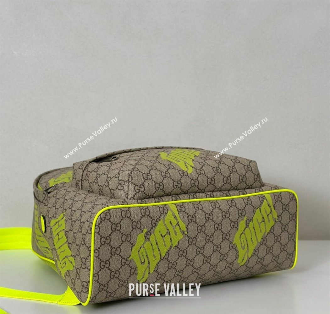 Gucci Ophidia GG Canvas Medium backpack with print Beige/Green 2025 834466 (DLH-250630070)