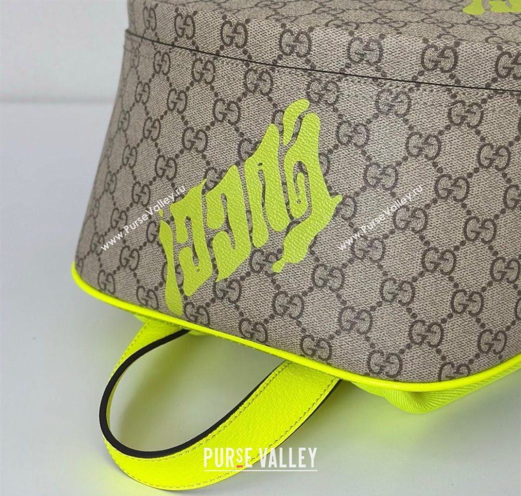 Gucci Ophidia GG Canvas Medium backpack with print Beige/Green 2025 834466 (DLH-250630070)