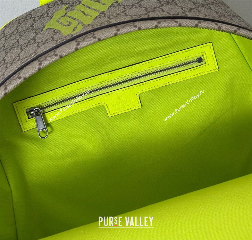Gucci Ophidia GG Canvas Medium backpack with print Beige/Green 2025 834466 (DLH-250630070)
