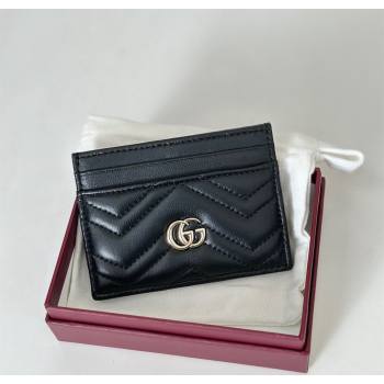Gucci GG Marmont Matelasse Leather Card Holder Wallet 443127 Black 2025 (DLH-250630034)