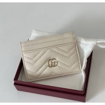 Gucci GG Marmont Matelasse Leather Card Holder Wallet 443127 White 2025 (DLH-250630035)