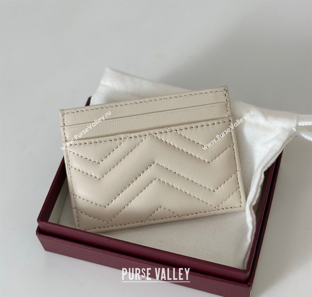 Gucci GG Marmont Matelasse Leather Card Holder Wallet 443127 White 2025 (DLH-250630035)