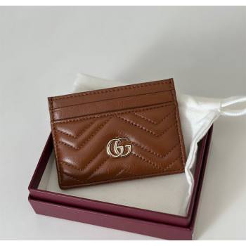 Gucci GG Marmont Matelasse Leather Card Holder Wallet 443127 Brown 2025 (DLH-250630037)