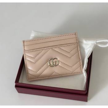 Gucci GG Marmont Matelasse Leather Card Holder Wallet 443127 Light Pink 2025 (DLH-250630038)